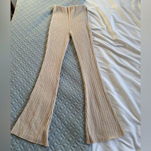 Shein Ribbed Cream Flare Leggings